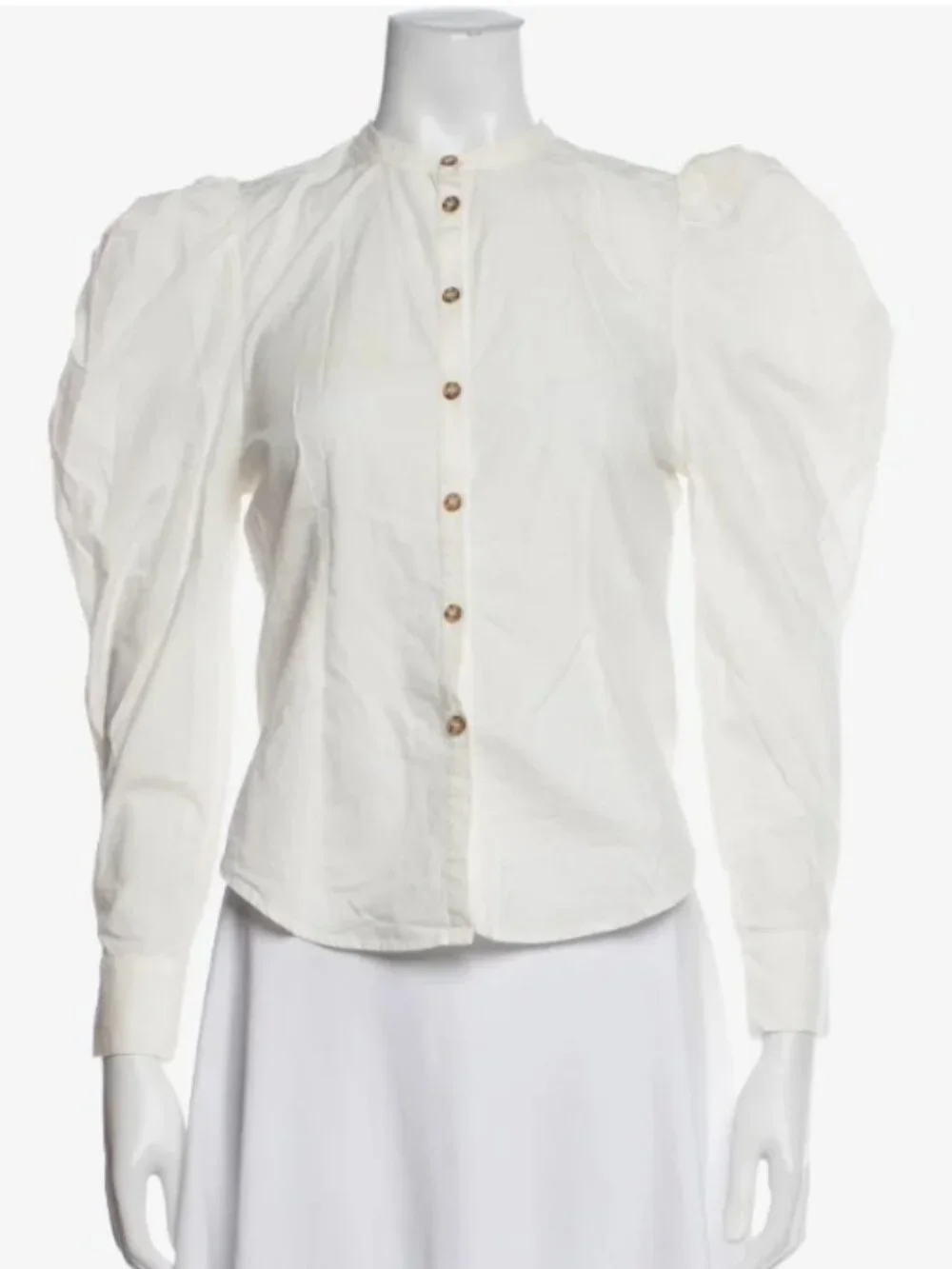 Ulla Johnson Long Puff Sleeve Cotton Blouse Shirt Size 4 Off-White